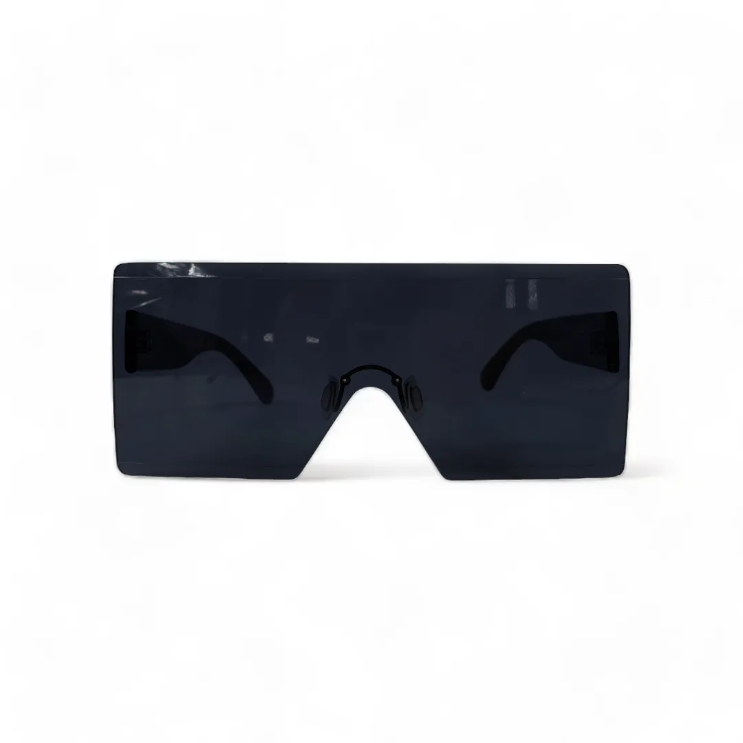 LCD Oversized Shield Sunglasses in Black